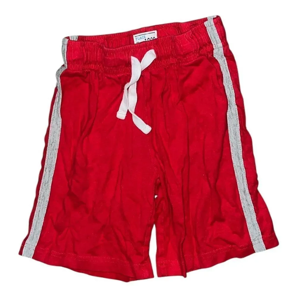 The Children's Place Lot of 3 Athletic Cotton Shorts Red Gray Blue Boys Small